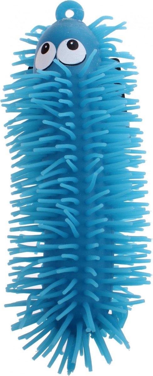 Jonotoys Elastische Worm Fluffy Met Licht 20 Cm Blauw