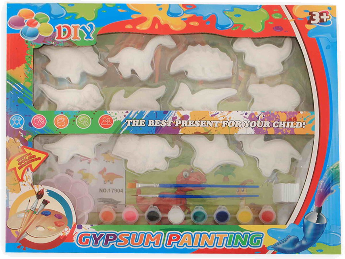   Schilderset Dinosaurussen Junior Gips Wit 22-delig