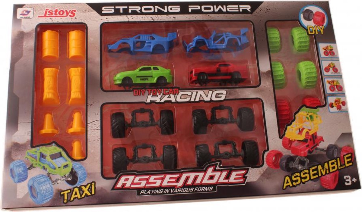 autobouwset Assemble jongens groen/rood 24-delig accessoires