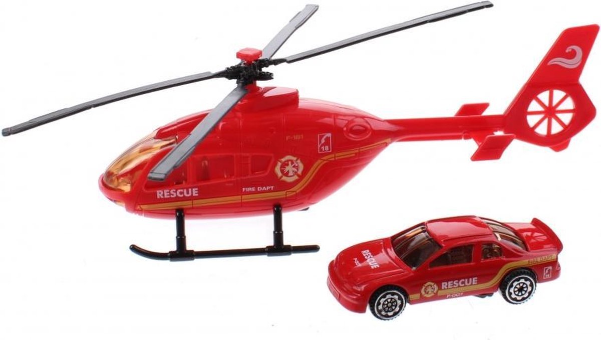 helikopter reddingsdienst diecast 18 cm rood 2-delig