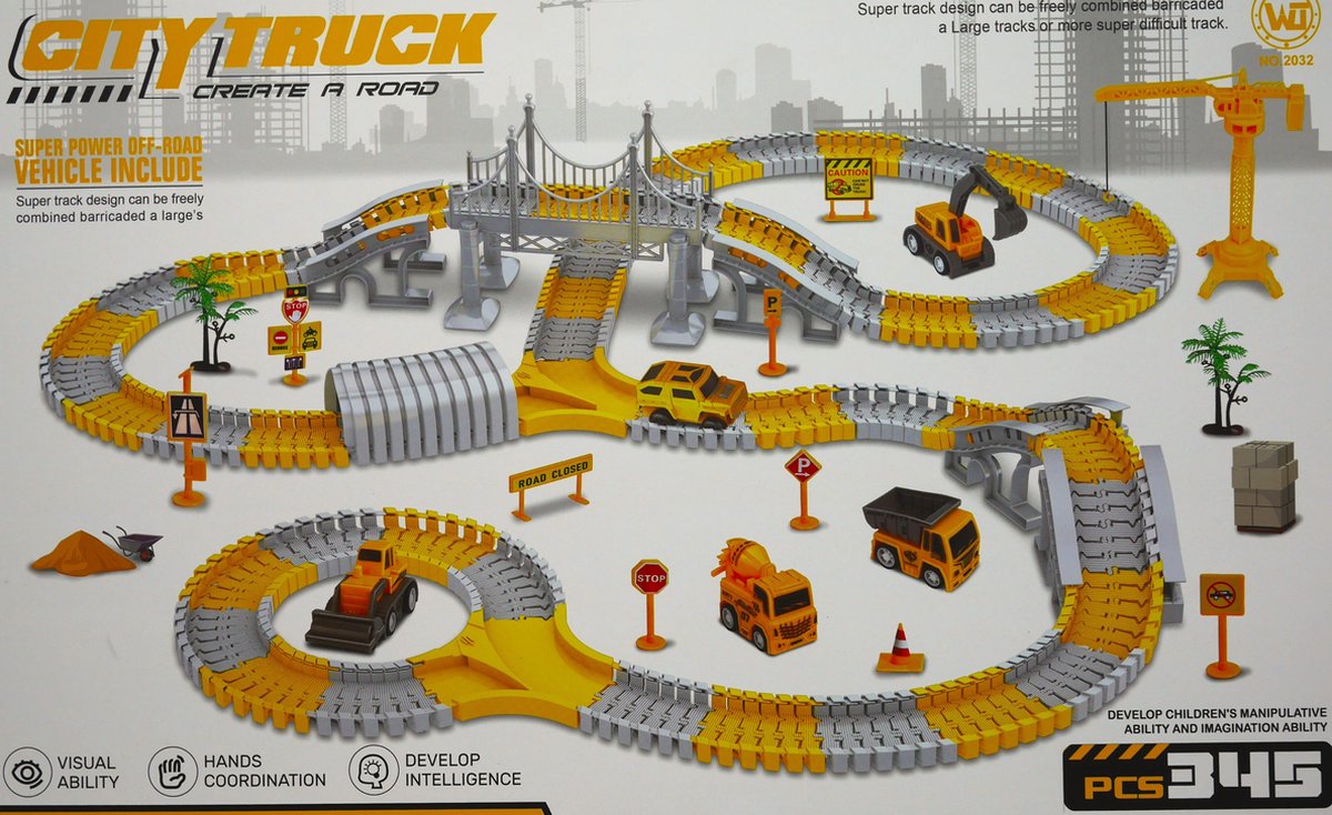 City truck auto baan met werk autos