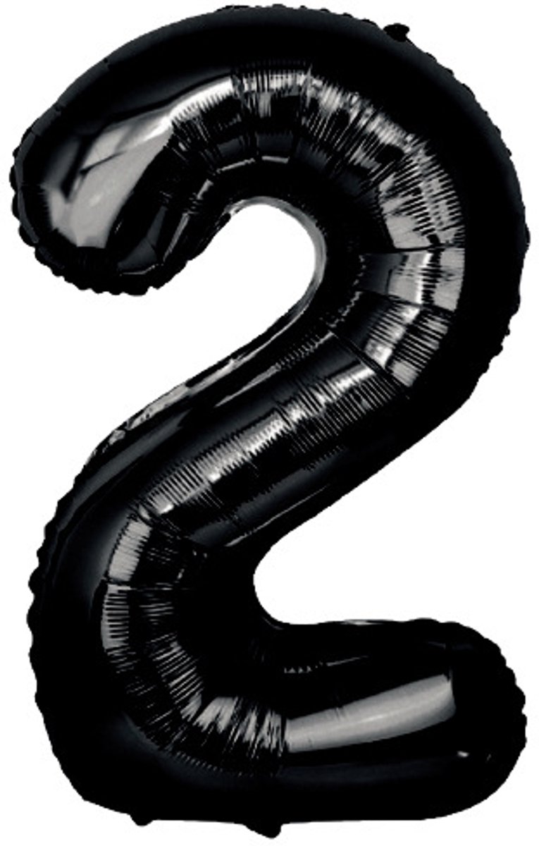 Jonyx - Ballon cijfer 2 - Folieballon - Cijferballon - Feestballon - Zwart - XL - 100 cm - Verjaardag - Jubileum