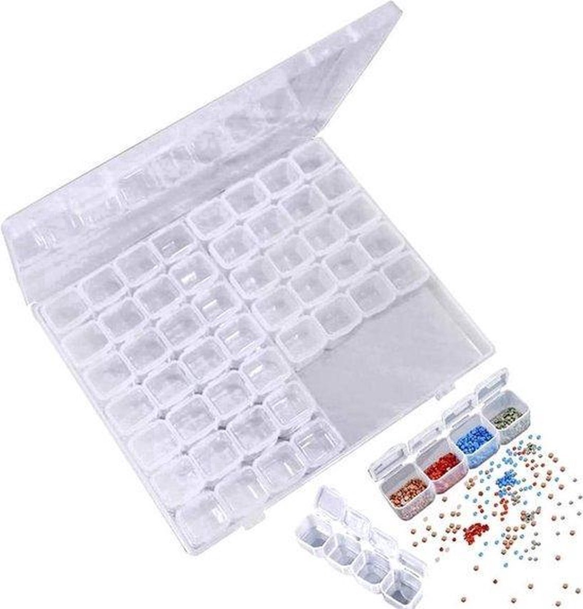   - Diamond painting opbergdoos - Opbergbox - Ordenen - Sorteren - 56 vakjes - Transparant
