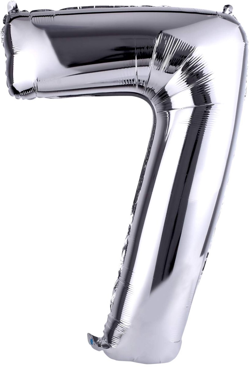 Jonyx - Folieballon - Zilver - Cijfer 7 - 36 cm hoog - Heliumballon - Verjaardag - Kinderfeestje - Feestdecoratie