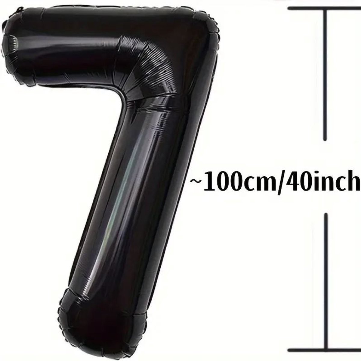 Jonyx - Folieballon XL - 100 cm - Cijfer 7 - Heliumballon - Verjaardag - Kinderfeestje - Zwart - 1 meter hoog - Inclusief opblaasrietje