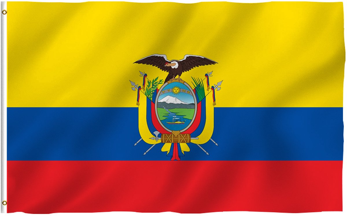 Vlag Ecuador - 90x150 cm - Ecuadoraanse vlag - Met ophangringen - Flag Ecuador - Jonyx