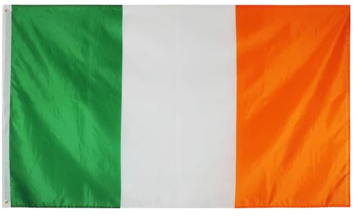 Vlag Ierland - 90x150 cm - Ierse vlag - Met ophangringen - Flag Ireland - Jonyx