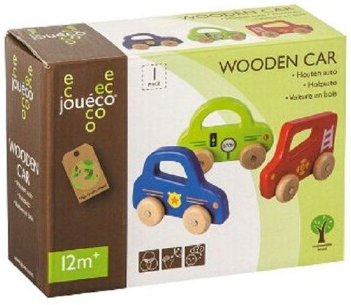 Jouéco - Baby auto met handvat brandweer - rood