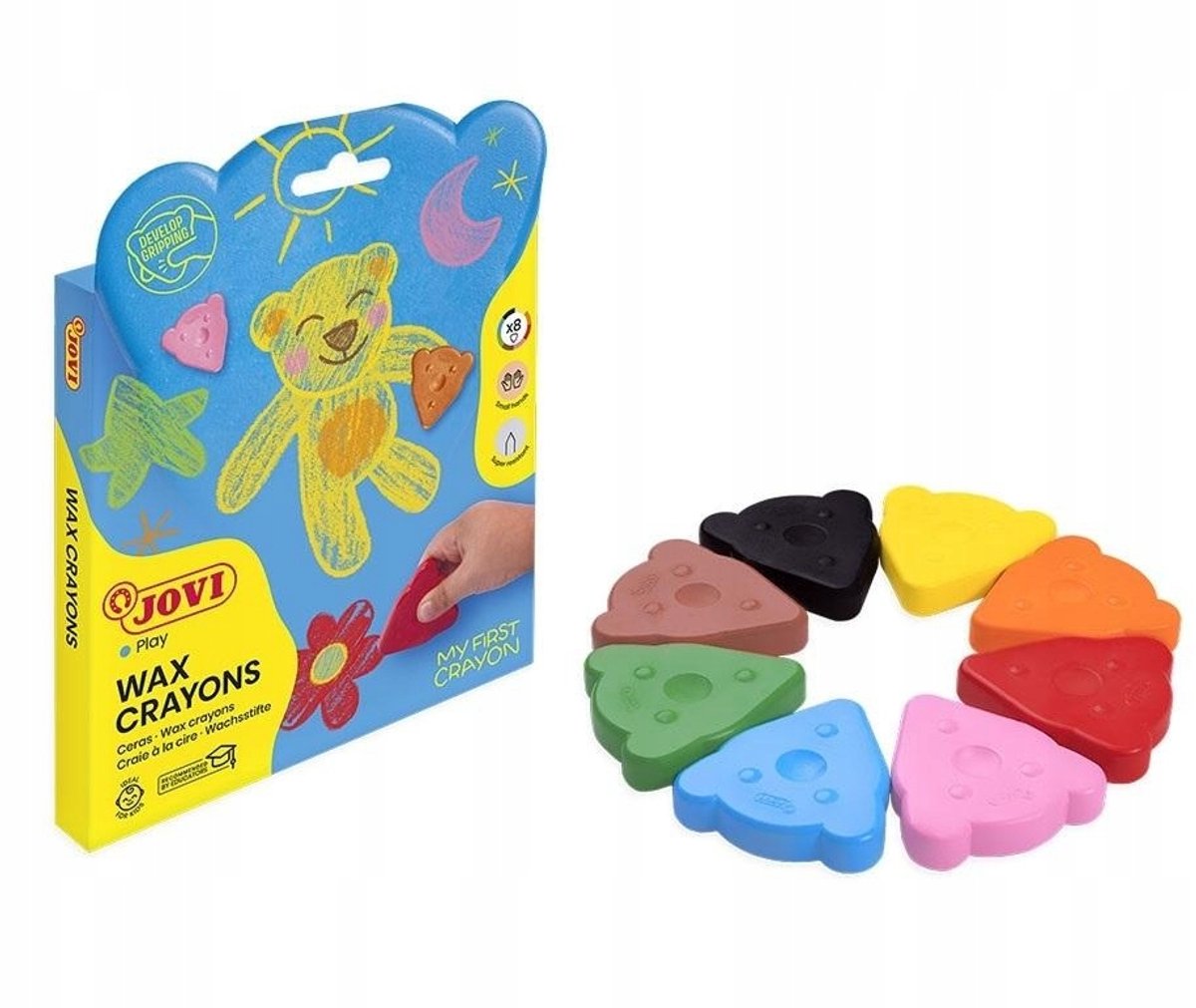 Jovi Driehoekige Beer Kleurpotloden - 8 Kleuren