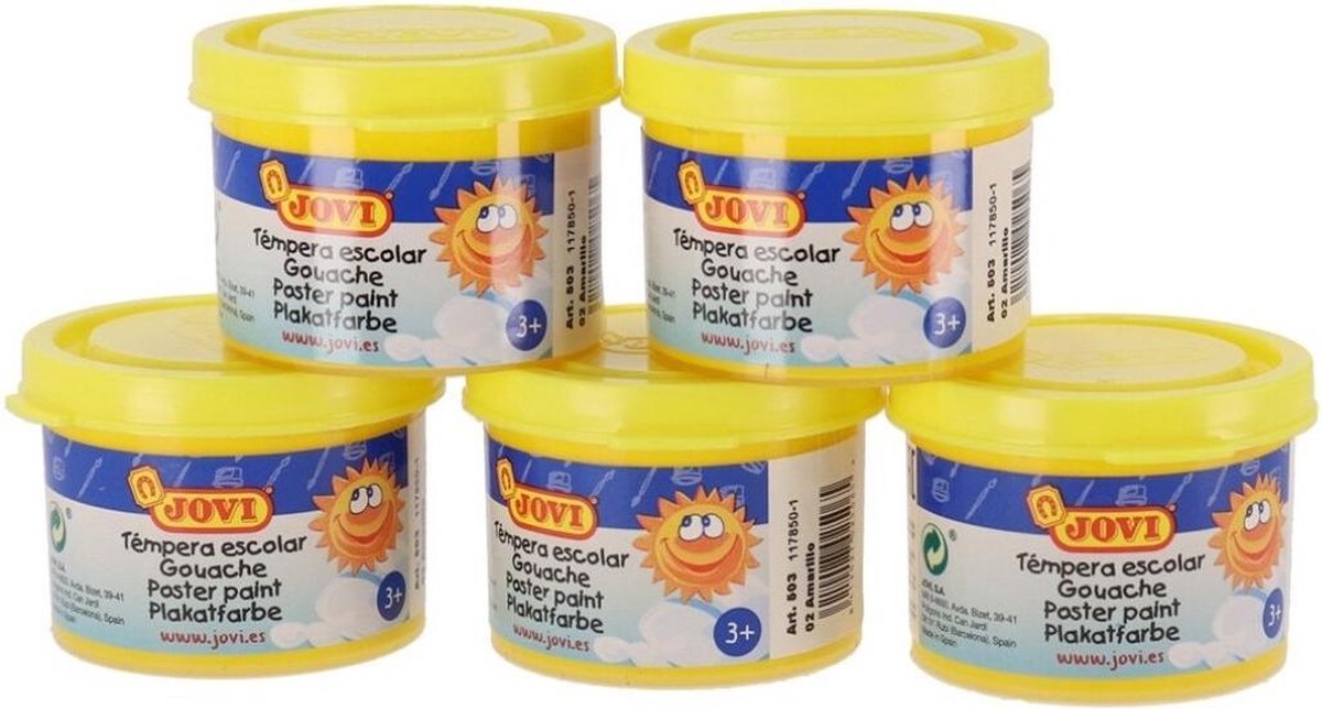   Plakkaatverf Junior 175 Ml Geel 5 Stuks