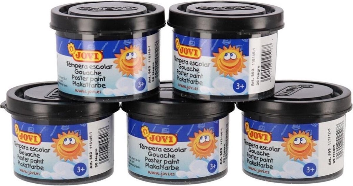   Plakkaatverf Junior 175 Ml Zwart 5 Stuks