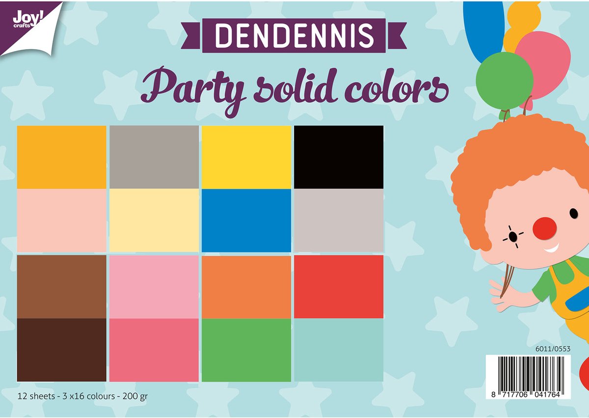 Dendennis Papierset - A4 - 3x4 tweezijdige vellen - Party solid colors