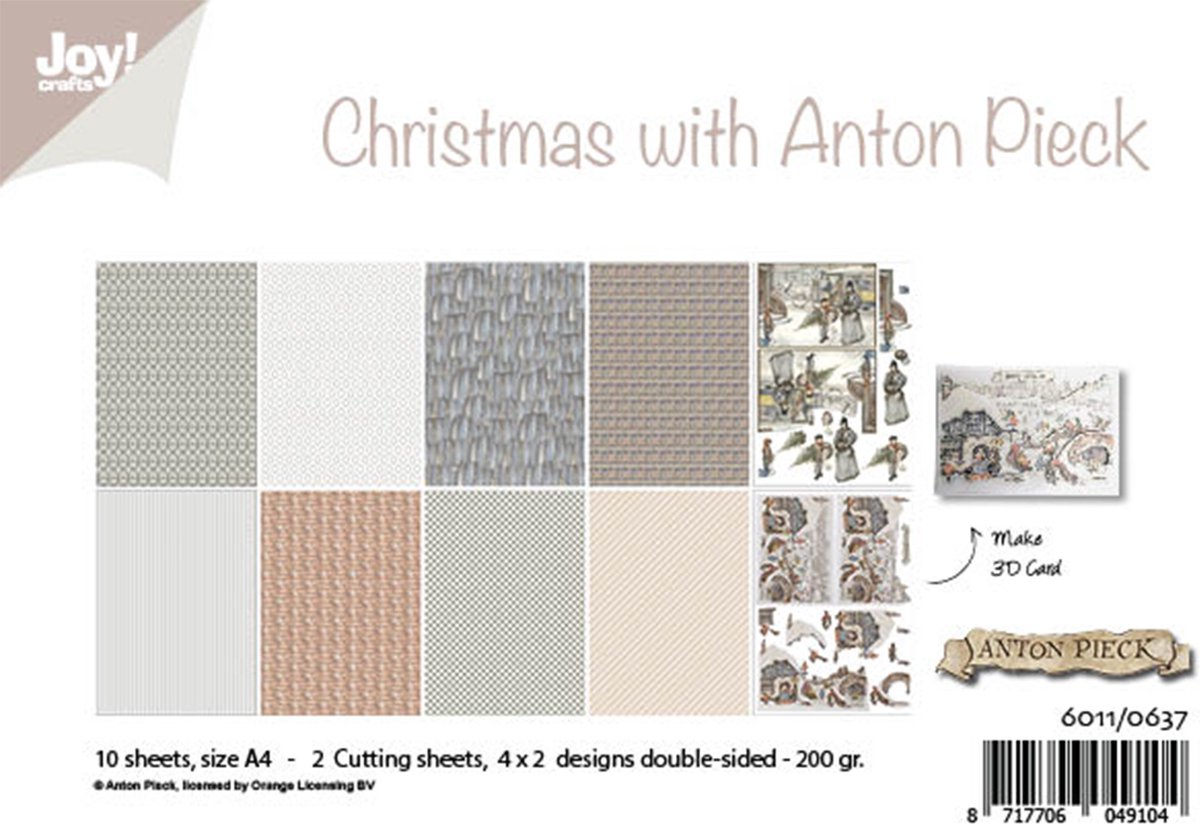 Joy! Crafts Papierset - Design - Kerst met Anton Pieck A4-10 vel - 2 knip/4x2 designs dubbelzijdig - 200/