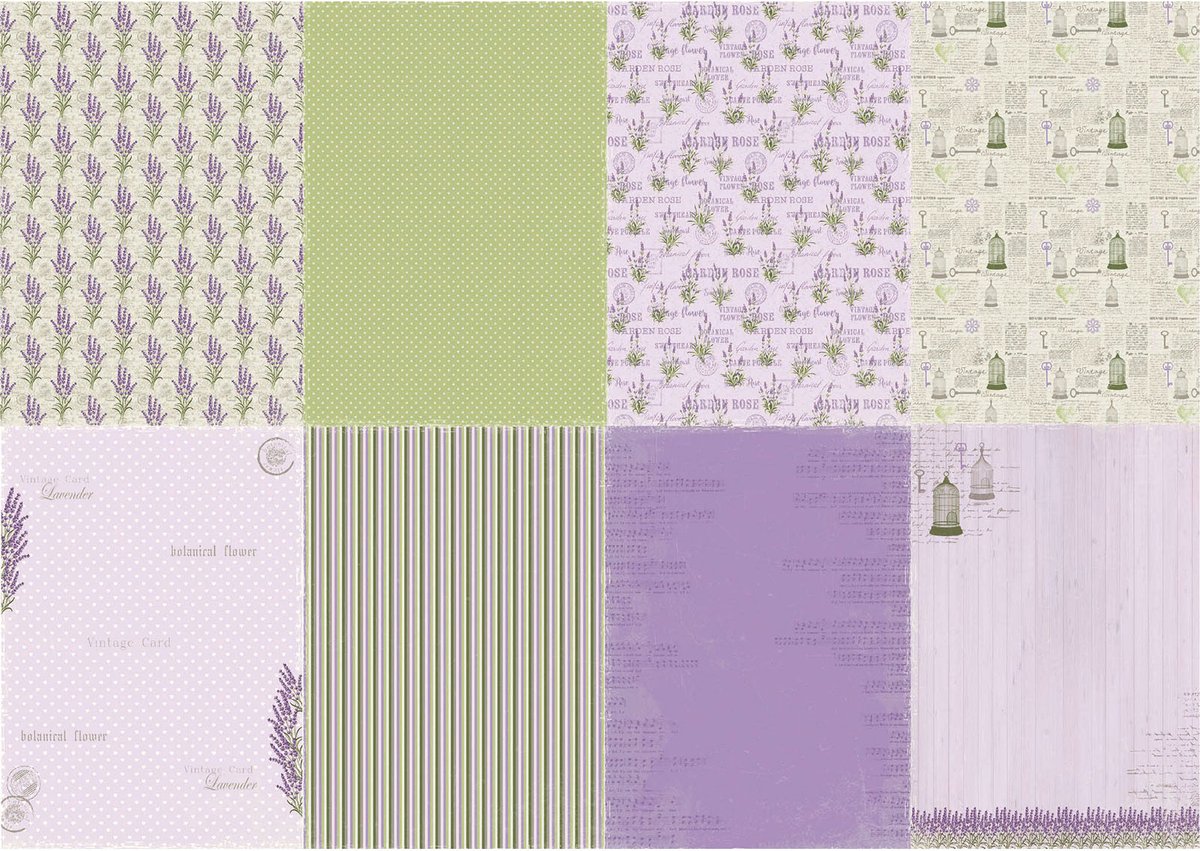 Joy! Crafts Papierset - Lavender Garden A4 - 12 vel - 3x4 vel dubbelzijdig - 200 gr.