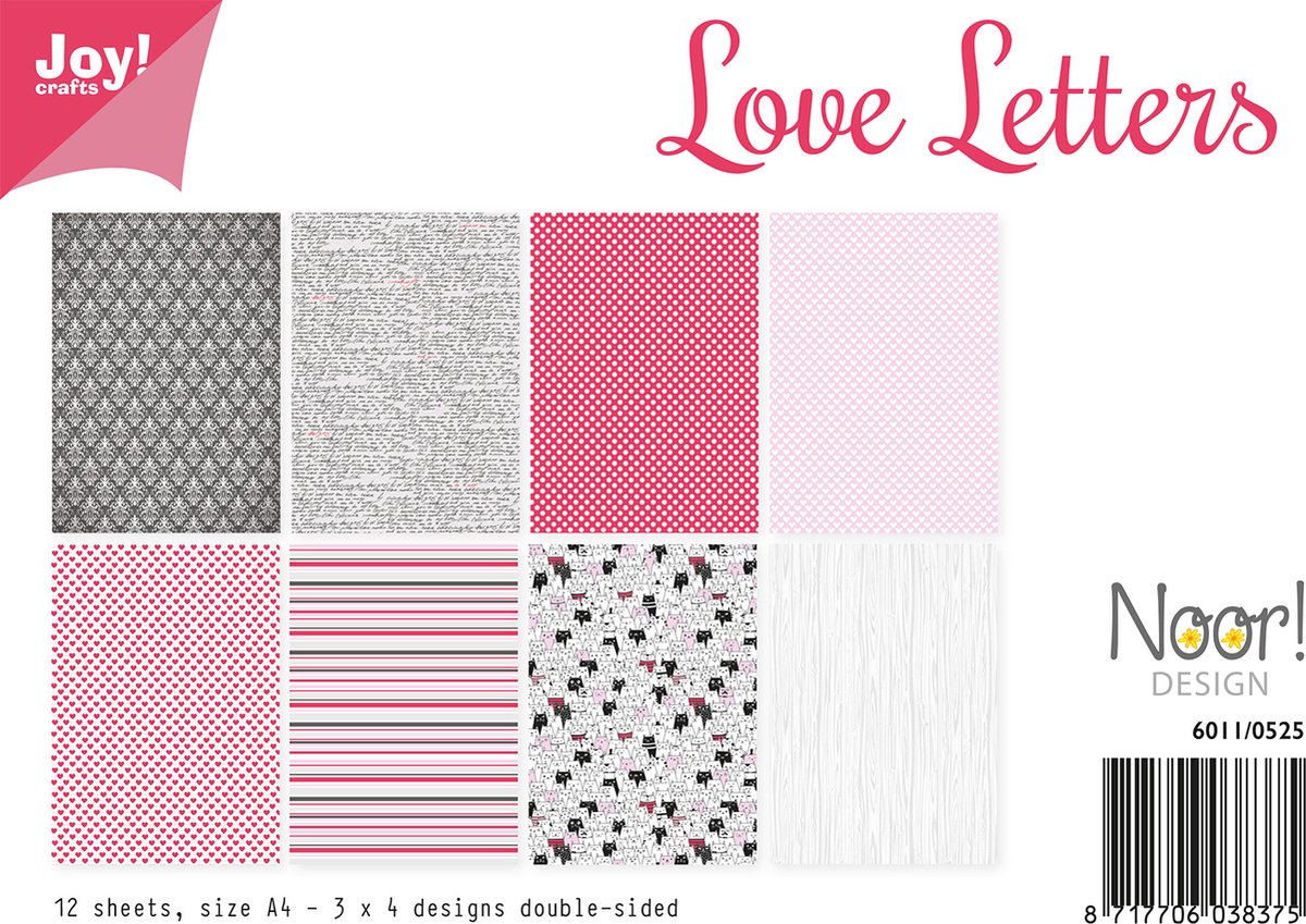 Joy! Crafts Papierset - Love Letters 12vl 6011/0525 A4 - 200 gr (02-21)
