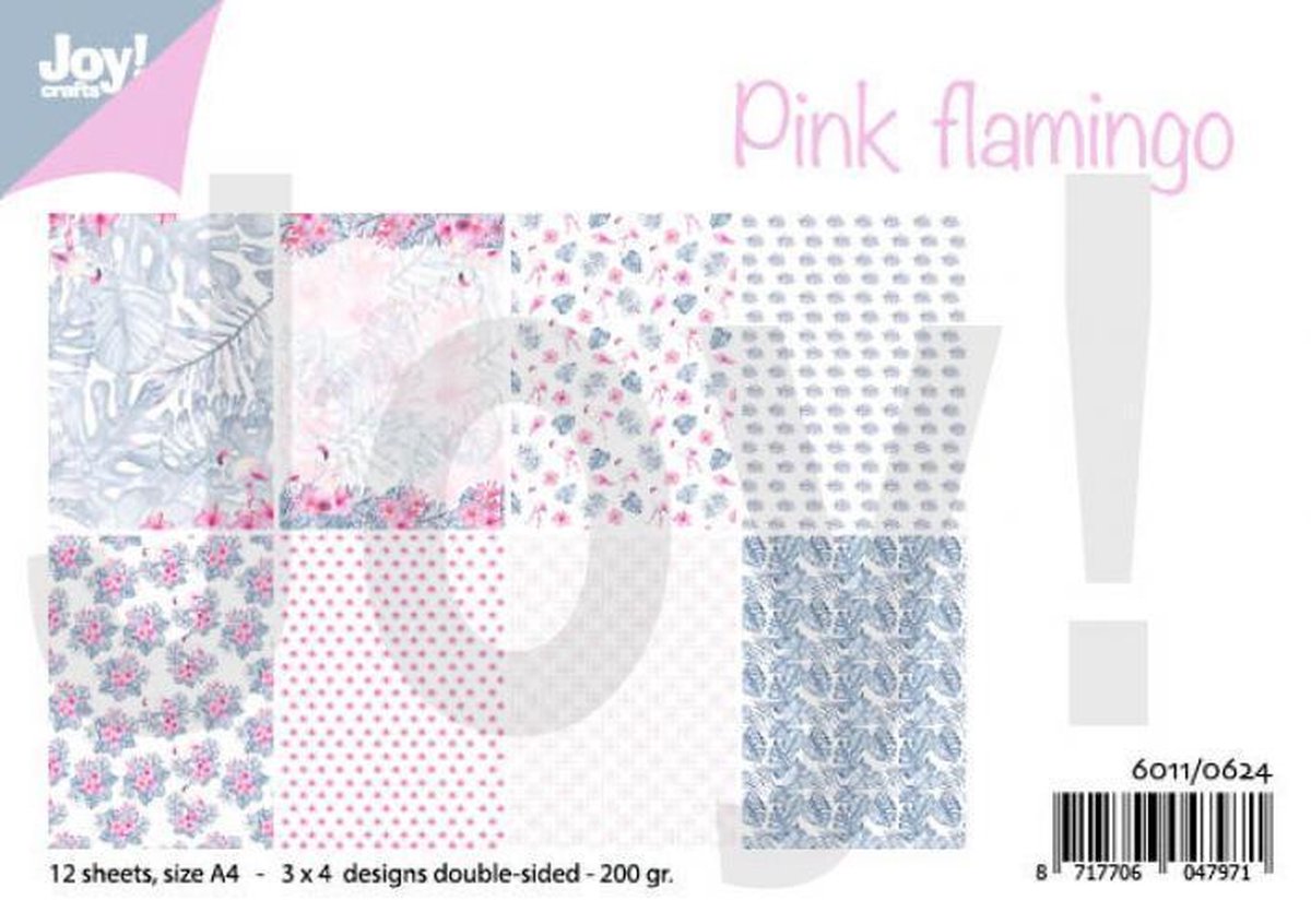 Joy!Crafts Papierset - A4 - 3x4 tweezijdige designs - Pink flamingo