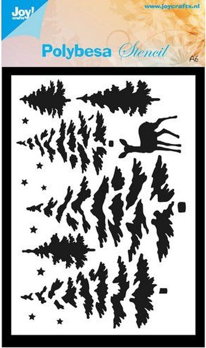Joy! Crafts Maskstencil - Dennenbomen en rendier A6