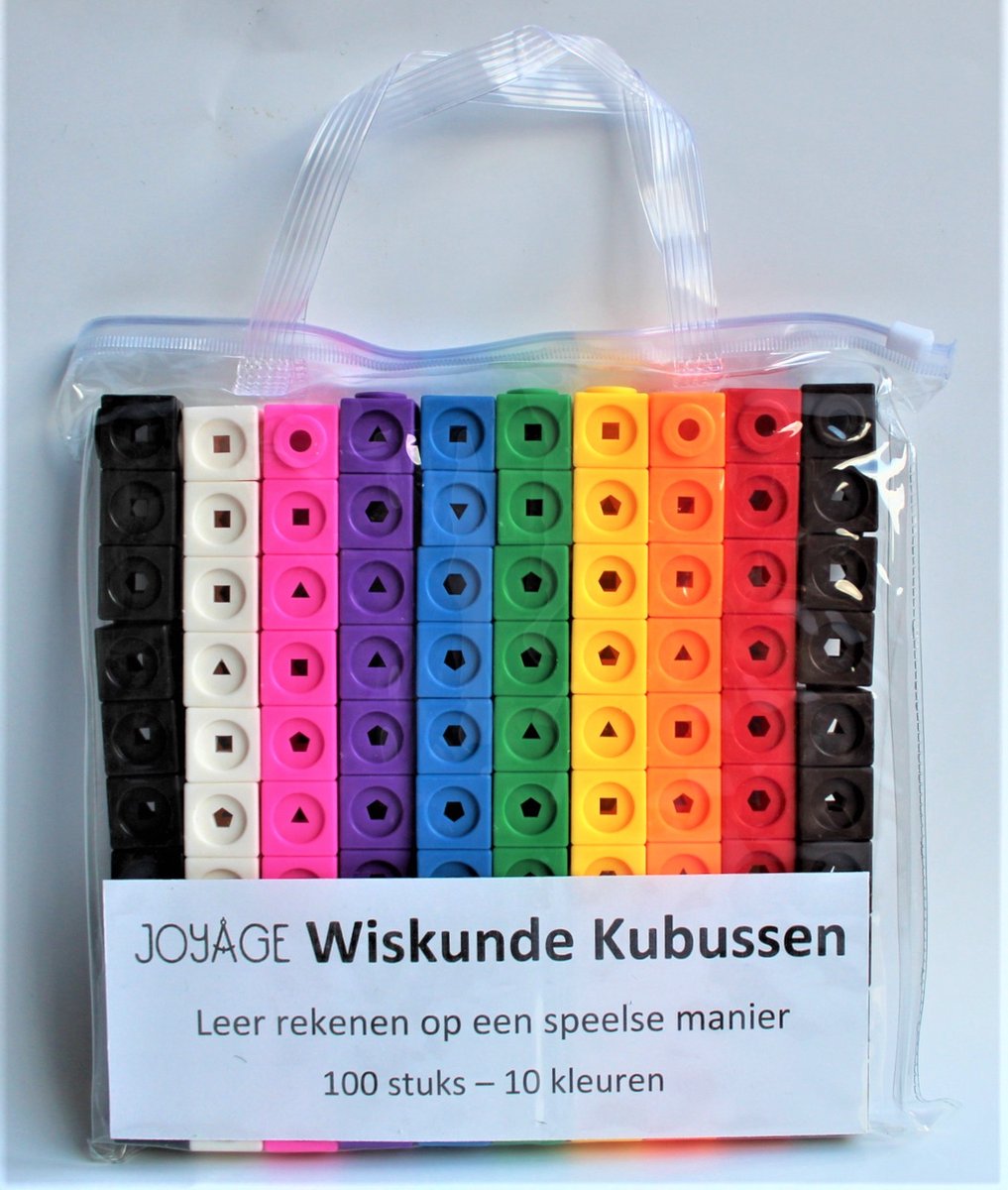 Joyage Speelgoed Wiskunde - 100 kubussen in 10 kleuren - Ik leer rekenen - Montessori speelgoed - Rekenspelletjes voor kinderen - Educatief speelgoed 5 6 7 8 9 10 11 jaar - Leren rekenen - Leren tellen - Cijfers leren
