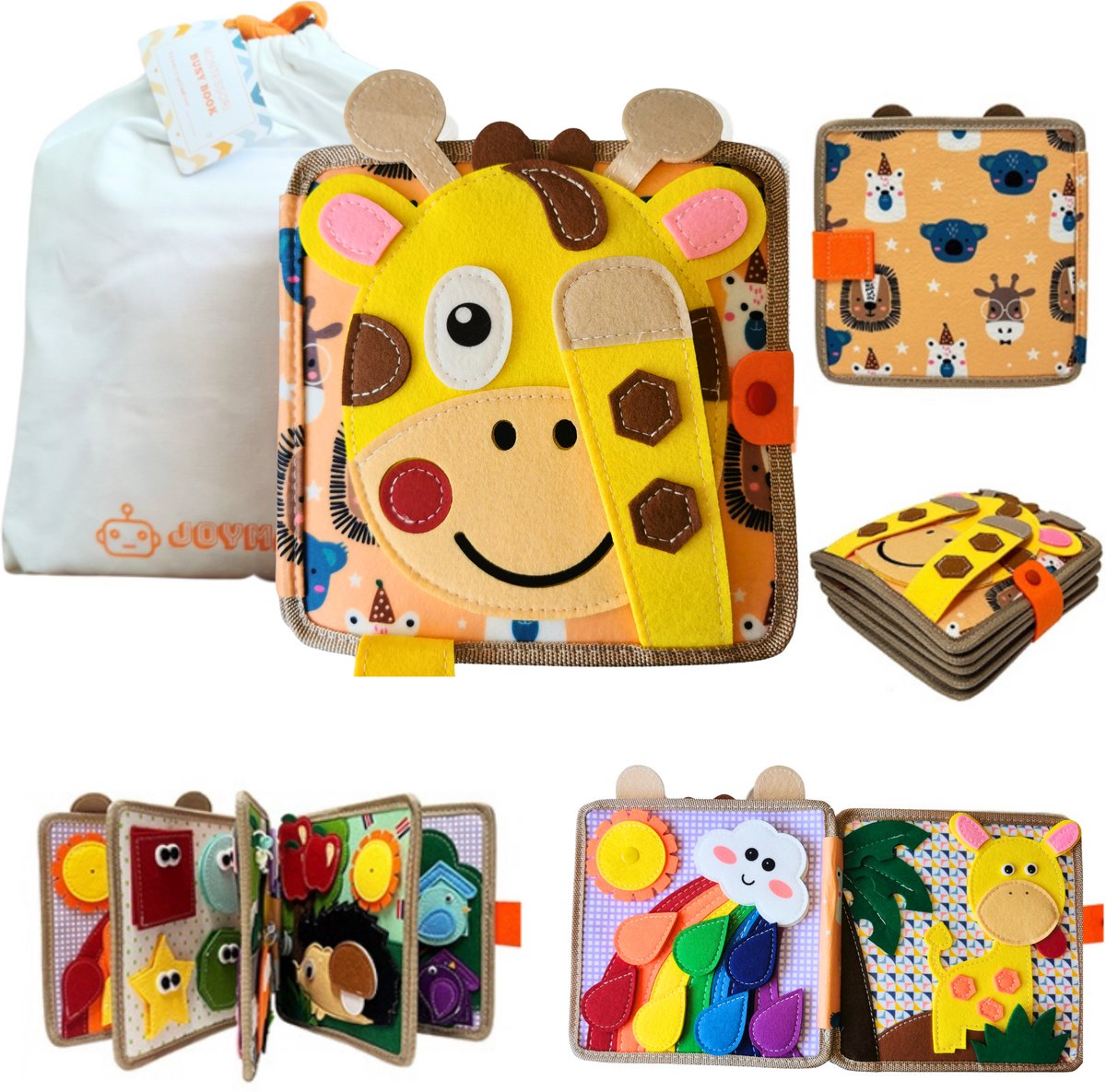 Busy board montessori speelgoed 2 jaar 3 jaar- Activiteitenboek giraffe (Verbeterde Versie) - Busy book-Sinterklaas cadeau- Sensorisch speelgoed 1-3 jaar - Baby Speelgoed Jongens en meisjes 2 3 jaar - Speelgoedboek voor in de auto