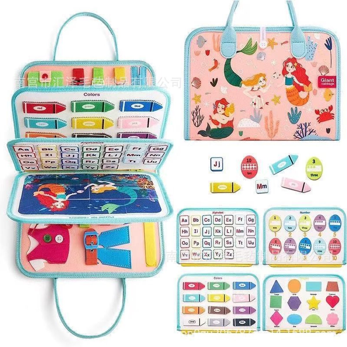 Montessori busy board -Montessori speelgoed meisje 3 jaar 4 jaar - Doeboek -Busy book voor peuters - Activiteitenboek 2 jaar - Educatief speelgoed meisje 2 3 4 jaar - Sinterklaas cadeautjes meisje zeemeermin