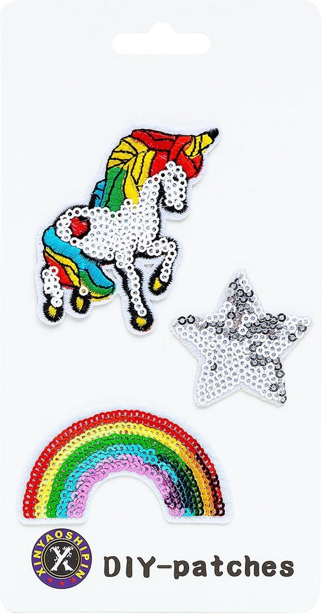 Melady Strijkapplicatie (set v 3) MLAP0011  - Meerkleurig Synthetisch ApplicatieStrijkapplicatiesStrijkembleem