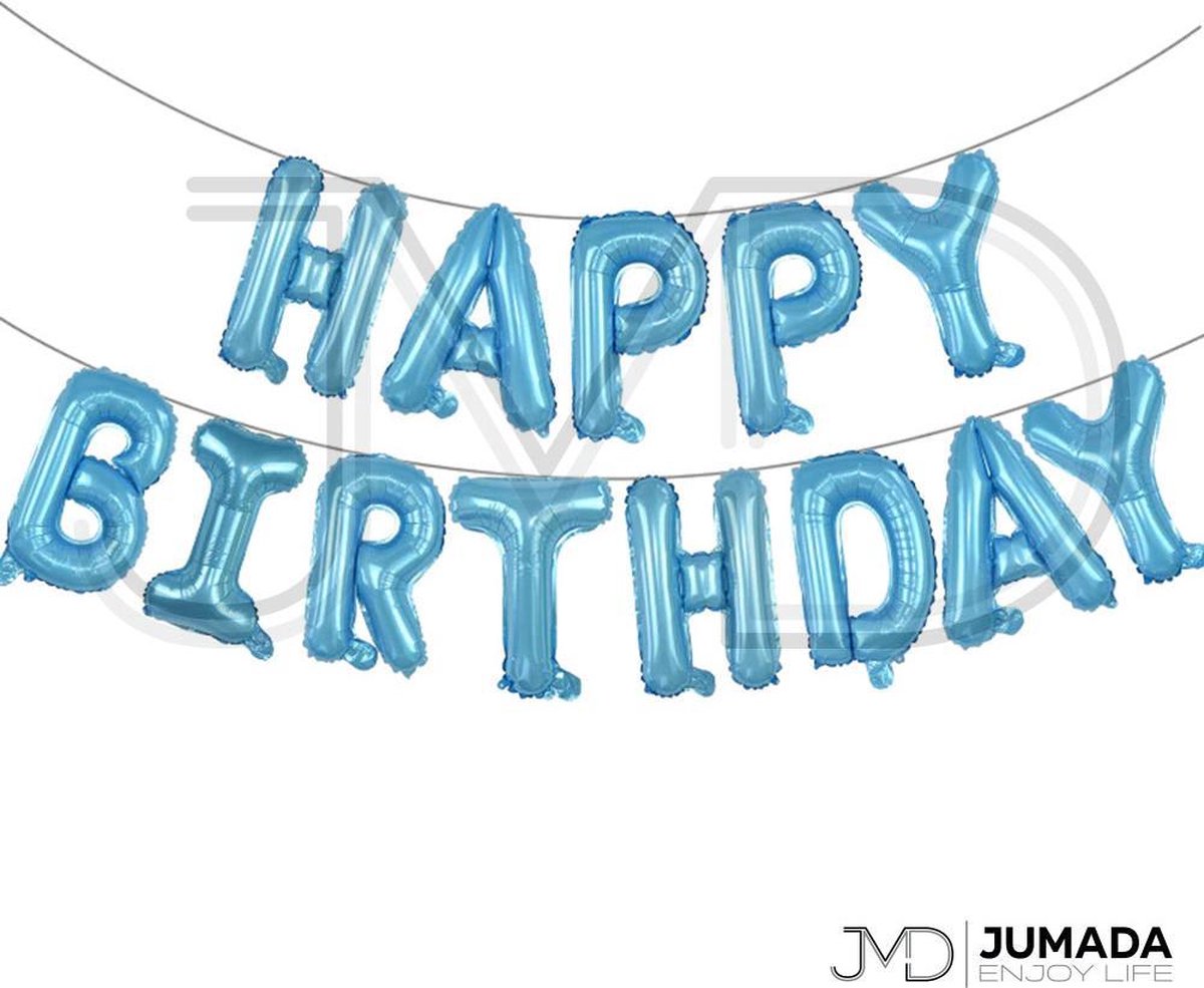 Happy Birthday Folie Ballon - Slinger - Feestversiering - Decoratie - Blauw