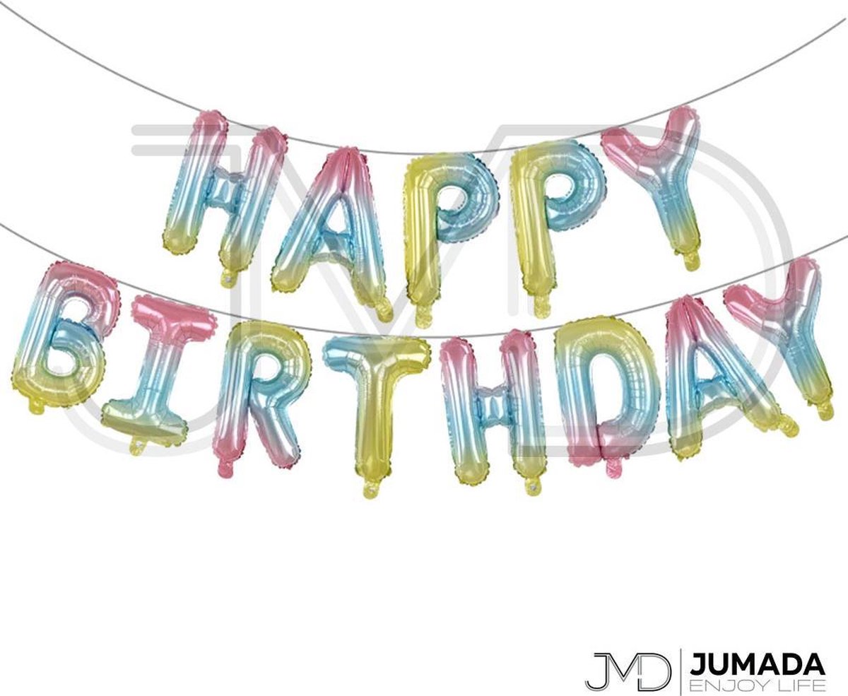 Happy Birthday Folie Ballon - Slinger - Feestversiering - Decoratie - Regenboog