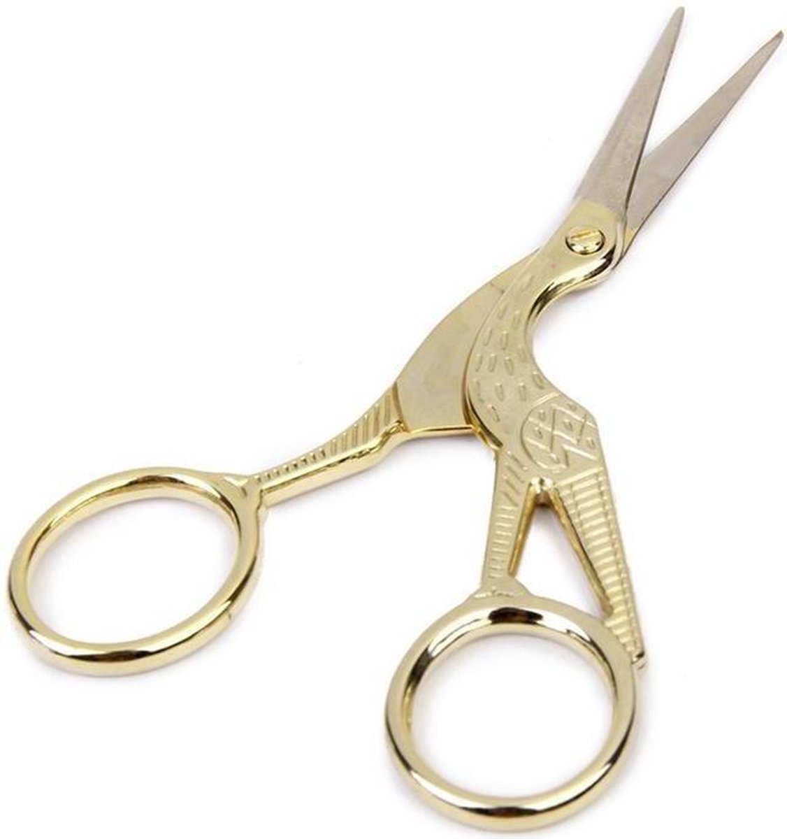   - Roestvrijstalen schaar - Kleermaker - Kraan vorm - Kruissteek schaar - Goud - 11.5 cm
