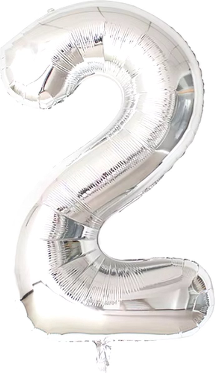 Jumadas - Feestelijk - Gadget - Cijferballon - Folie - 70cm - Zilver - 2