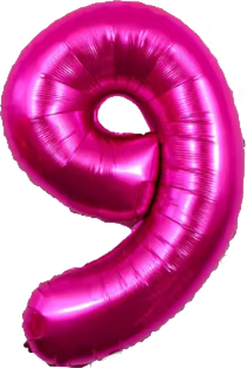 Jumadas - Folieballon cijfer 9 - fuchsia - 100cm