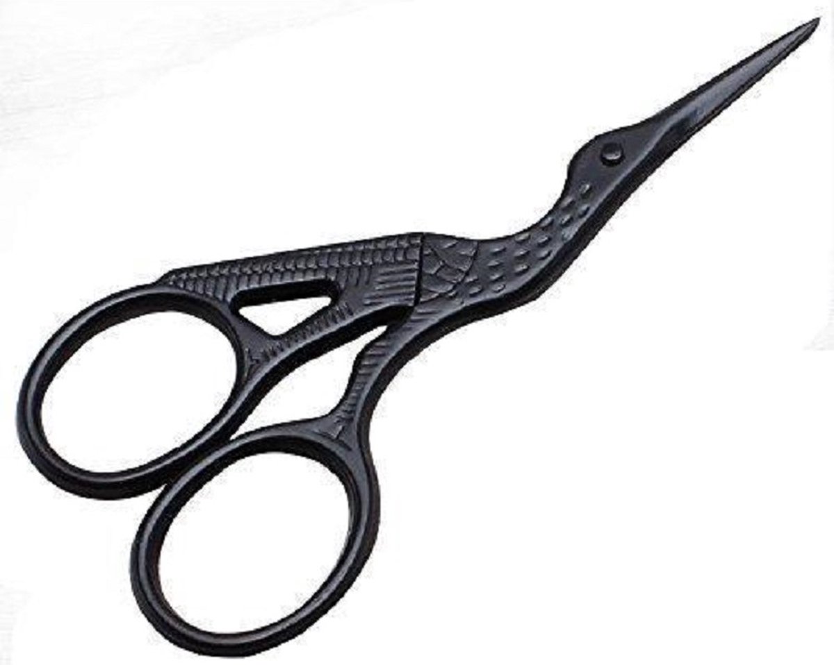 Jumadas Ooievaar Schaar - Borduurschaar - Ooievaarsschaartje - Lengte 11,5 cm - Zwart Nikkel