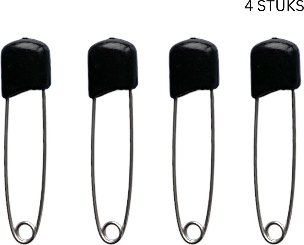  s Veiligheidsspelden (4 Stuks) met Beschermkap - Zwart - 5,4 cm - Luierspelden voor Katoenen Luiers - Veiligheidspelden voor Babys - Baby Veiligheid.