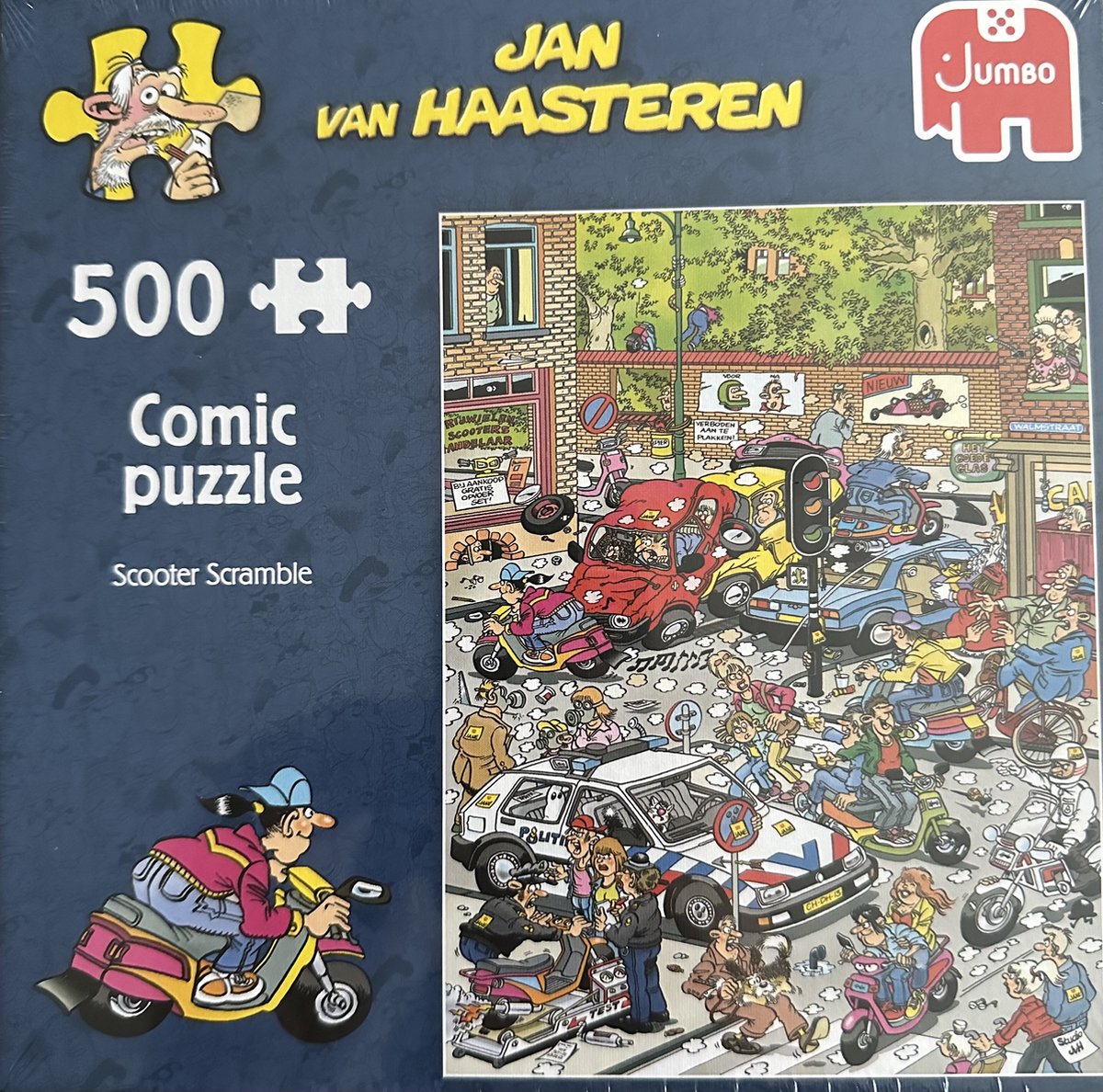 Jan van Haasteren scooter scramble comic puzzle 500 stukjes jumbo puzzel Verkeerschaos