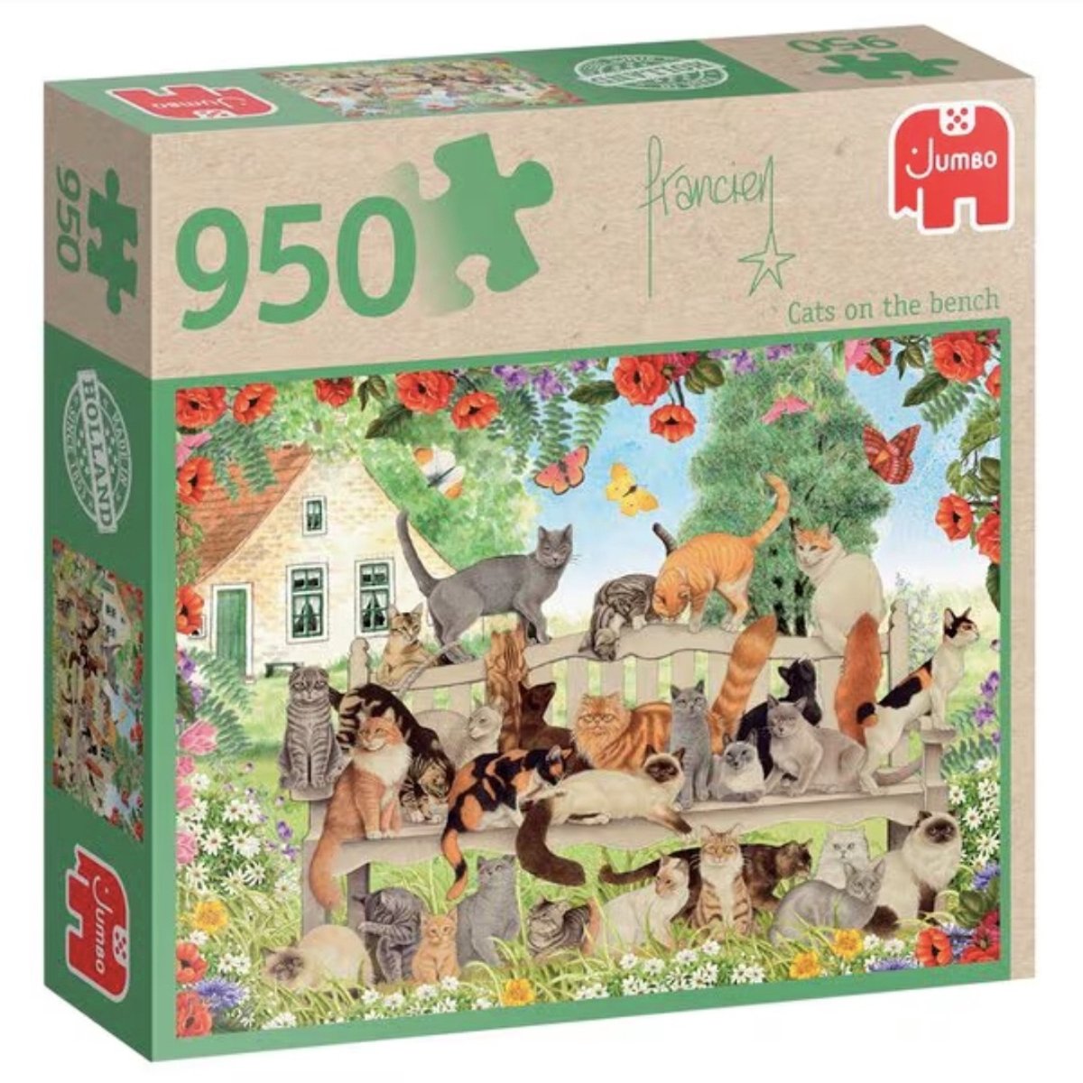   - Francien - 950 stukjes - Cats on the bench - Legpuzzel - puzzel - katten