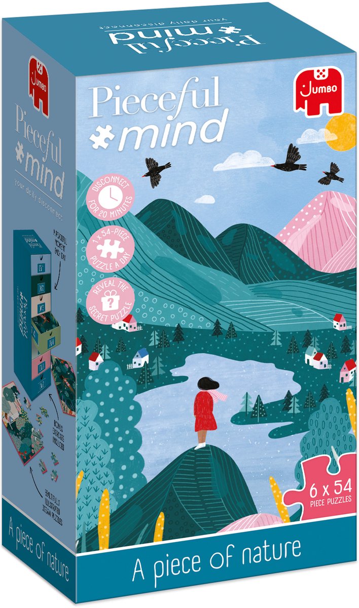 Pieceful mind - A piece of nature - Legpuzzel - 6 puzzels van 54 stukjes - Mindfulness oefening - Ontspanning cadeau - Vanaf 14 jaar