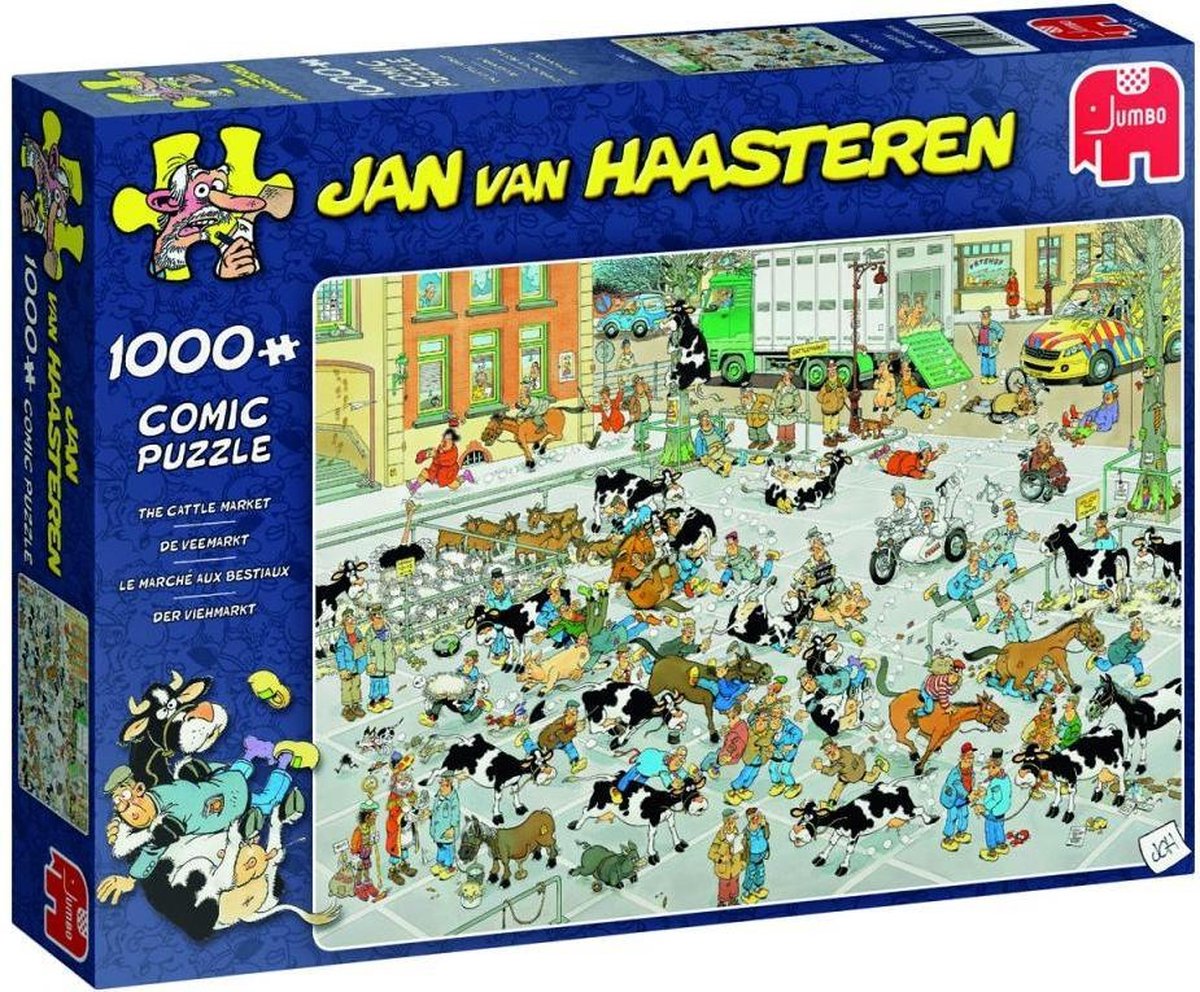 Puzzel - Puzzel 1000 stukjes volwassenen - Legpuzzel - Jan van Haasteren - De veemarkt - Puzzel 1000 stukjes