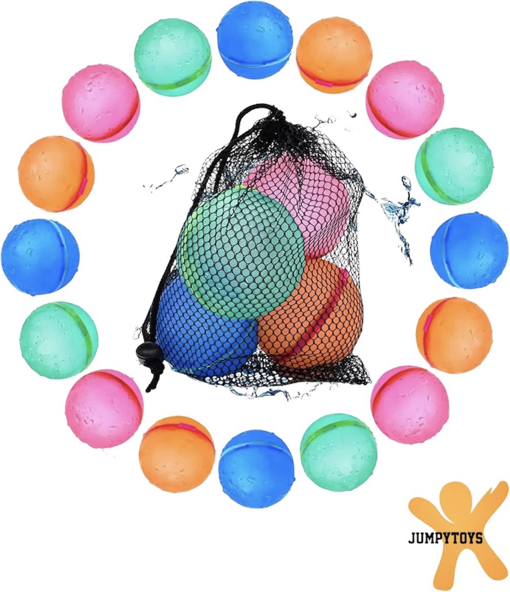 JUMPYTOYS Hervulbare Waterballonnen - Ecologische Zelfsluitende Waterballonnen - Hoge Kwaliteit Waterballonnen - Waterbal - Waterspelletjes - 6 Stuks - Speelgoed met water kinderen - Chemicaliën vrij -alle leeftijden