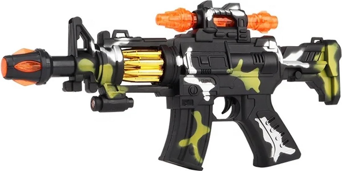 Machine Flash Gun 38CM - trileffect - geluidseffect - bewegende kogelriem - Incl. batterij
