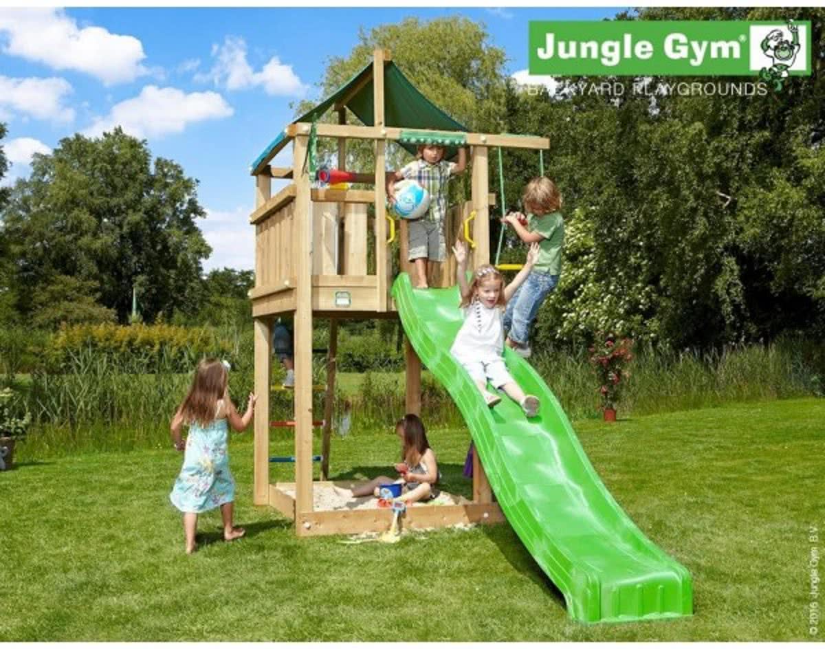 Jungle Gym Speeltoren met Glijbaan (lichtgroen) Lodge
