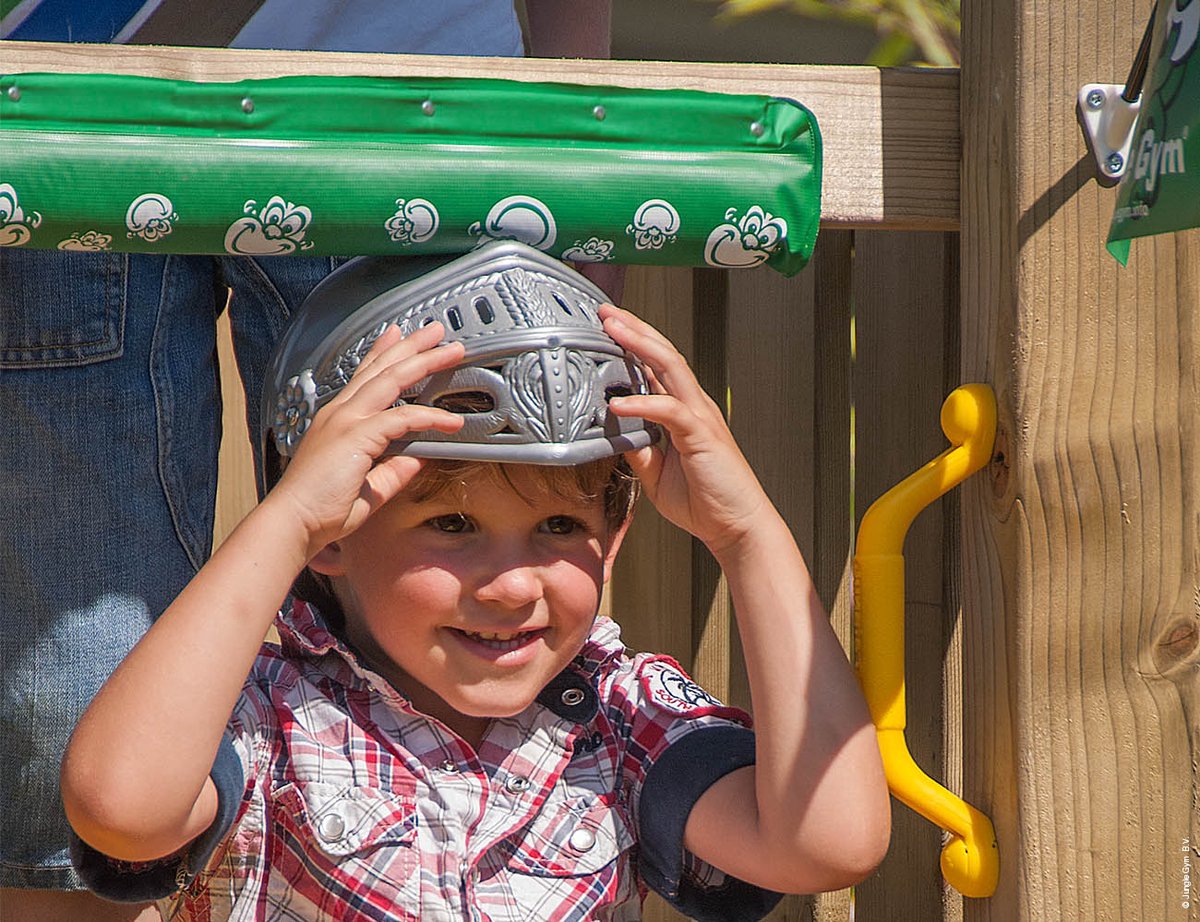 Jungle Gym speeltoestel van douglas hout - Jungle House met rode glijbaan - Tuin speeltoestel voor buiten met zandbak en schommel