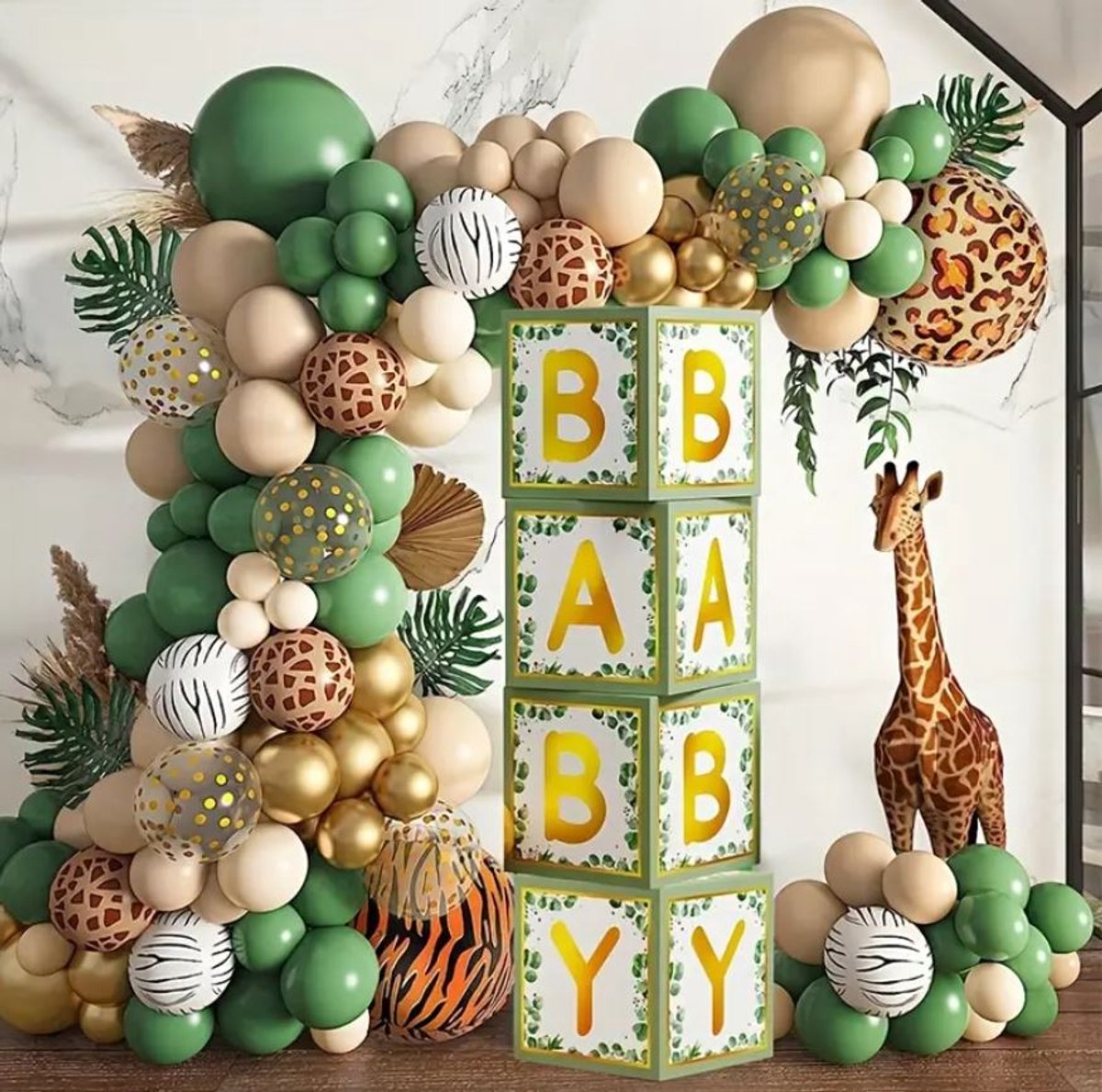 Jungle Ballonnenboog set – 86-delig Feestpakket met Dierenprint Ballonnen - jungle thema feestje