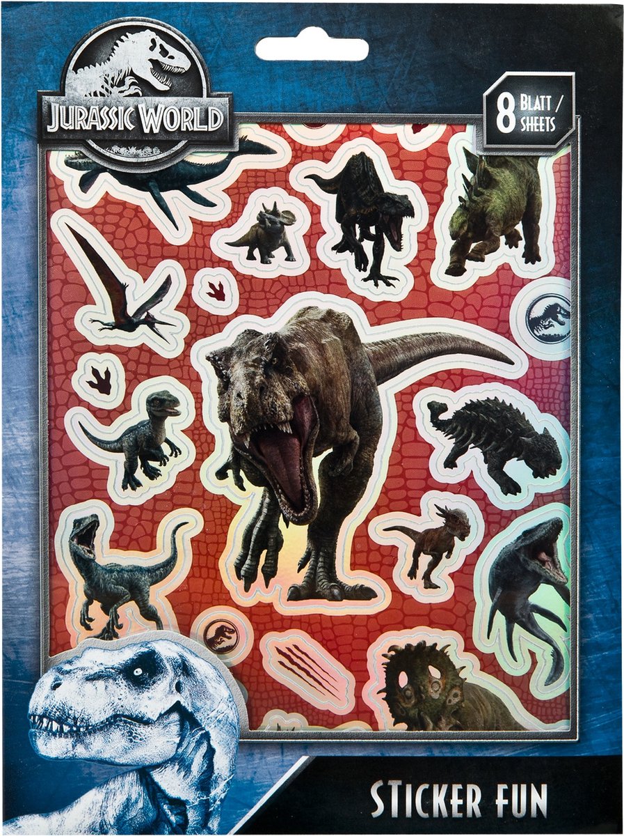 JURASSIC WORLD - DINOSAURUS STICKERS - 8 VELLEN