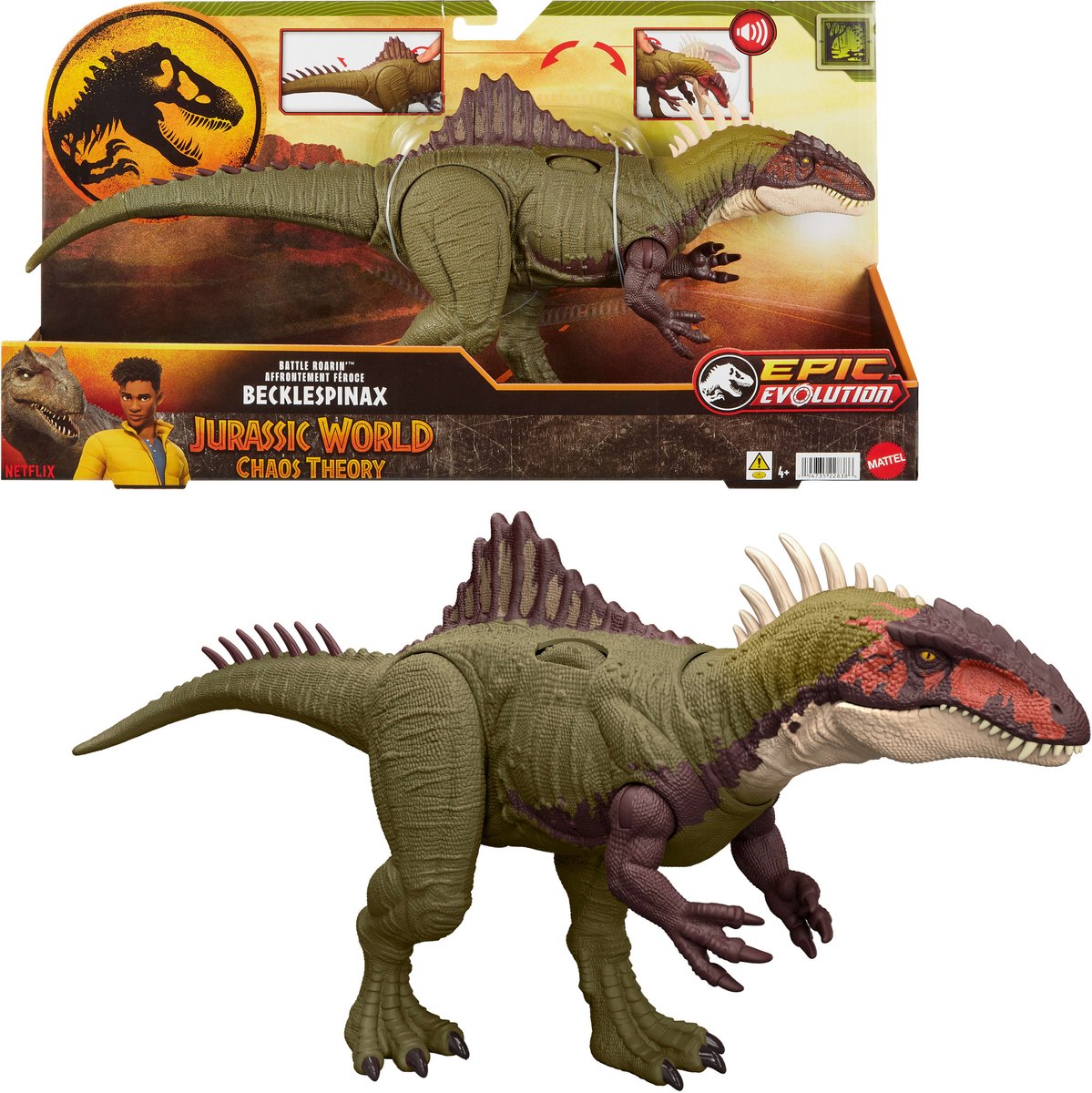 Jurassic World Woeste Strijd Becklespinax - Woeste Aanval Actiefiguur met geluid
