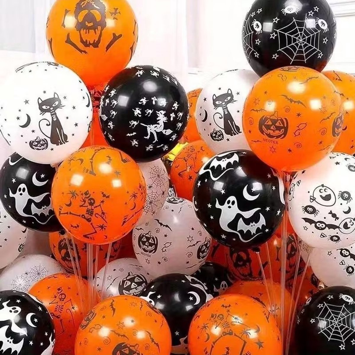 K&R Ventures® Halloween Ballonnen Set – 20 delige Latex Ballonnen 30 cm – Zwart, Oranje & Wit – Met Griezelige Ontwerpen – Perfect voor Halloween Feest & Decoratie – Ballonnenset voor Binnen & Buiten