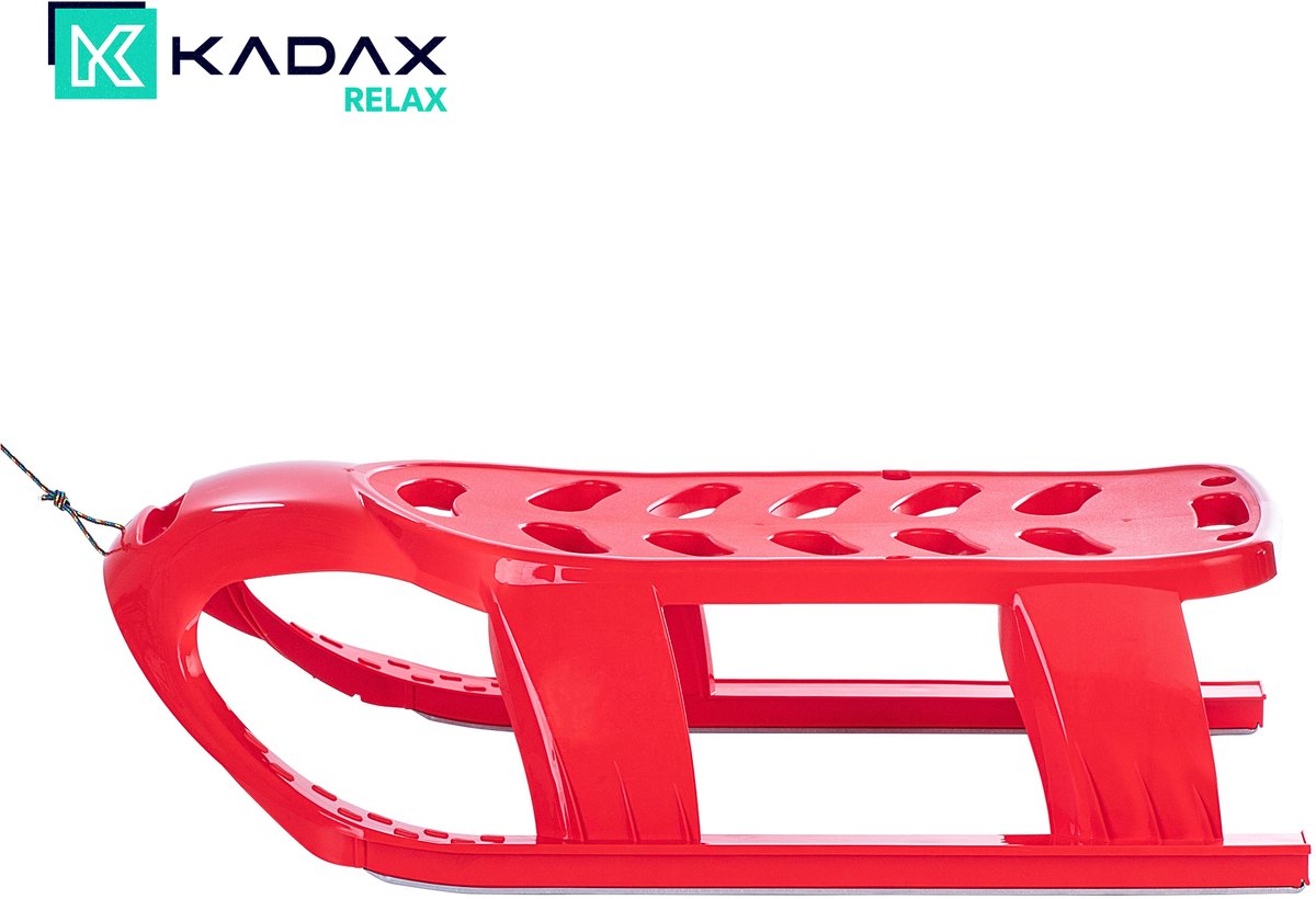 KADAX Kinderslee, plastic slee met stalen glijders, kunststof slee met trekkoord en handgreep, sneeuwglijder met comfortabele pasvorm, bobslee voor kinderen (kunststof rood)