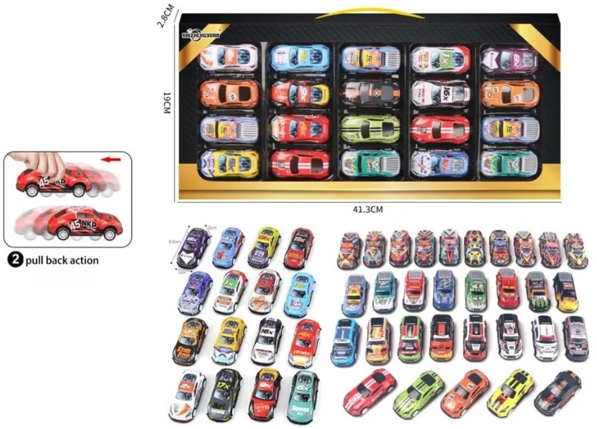 Pull Back Mini Autos - 20 verschillende mini autos - terugtrekkende aandrijving