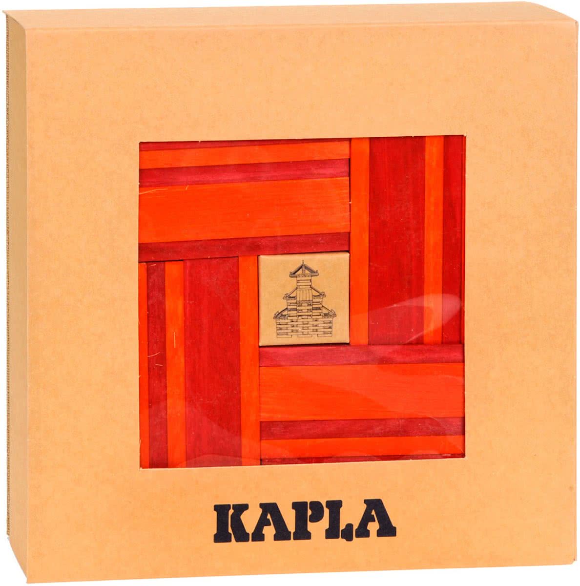 KAPLA Kleur + Voorbeeldboek - 40 Plankjes - Rood & Oranje
