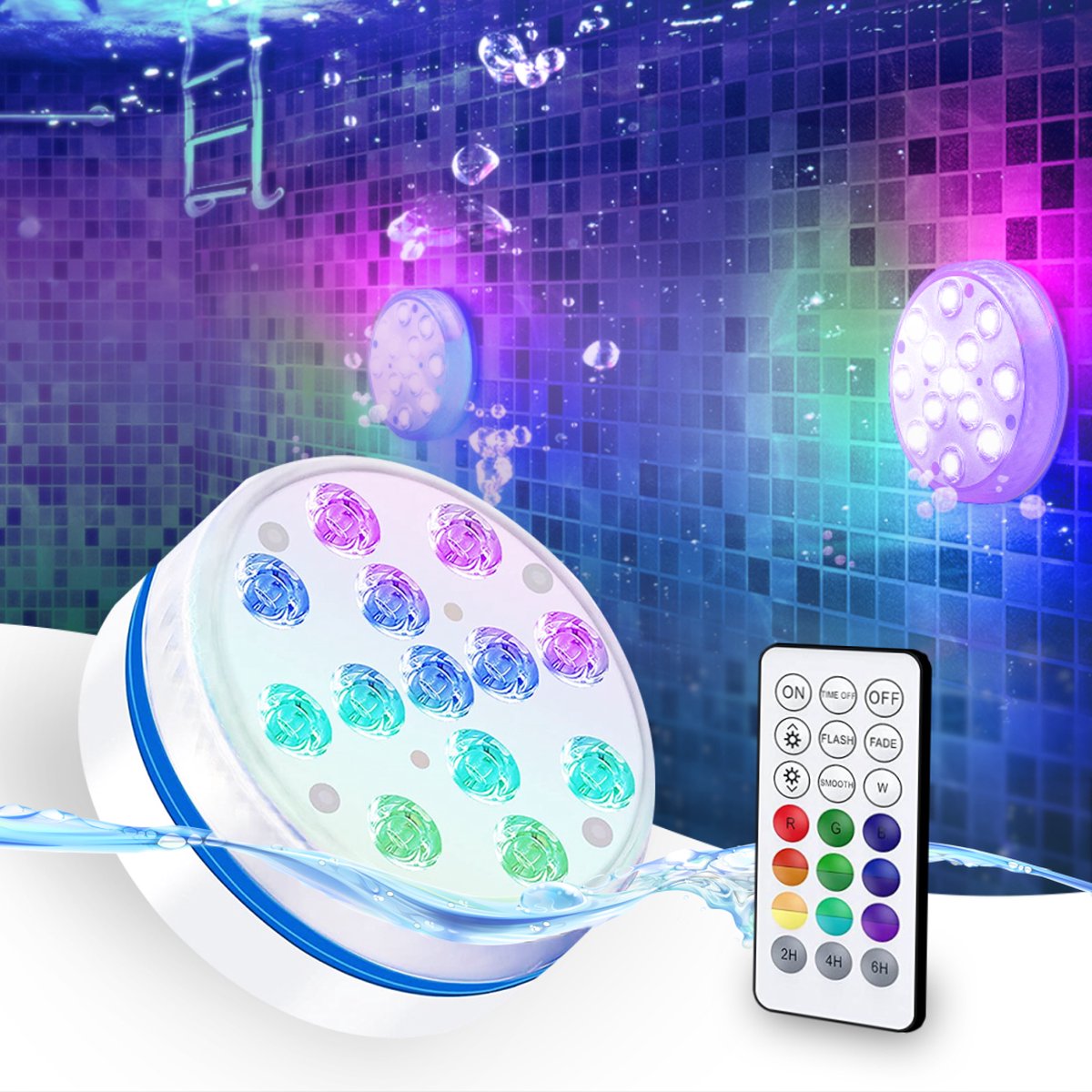 KENN Zwembadverlichting 2.0 - Afstandsbediening - 13 LEDs - Met Magneten & Zuignappen - Volledig Waterdicht - Vijververlichting - Onderwater Lichtshow - Vernieuwde Versie - Jacuzzi Verlichting - Underwater Lightshow