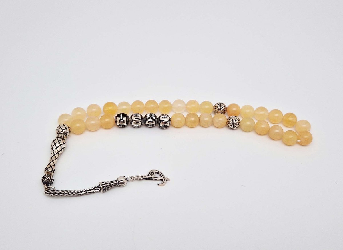 Handgemaakte Tasbih Naam Natuursteen met zilver 925 - Natuursteen 
