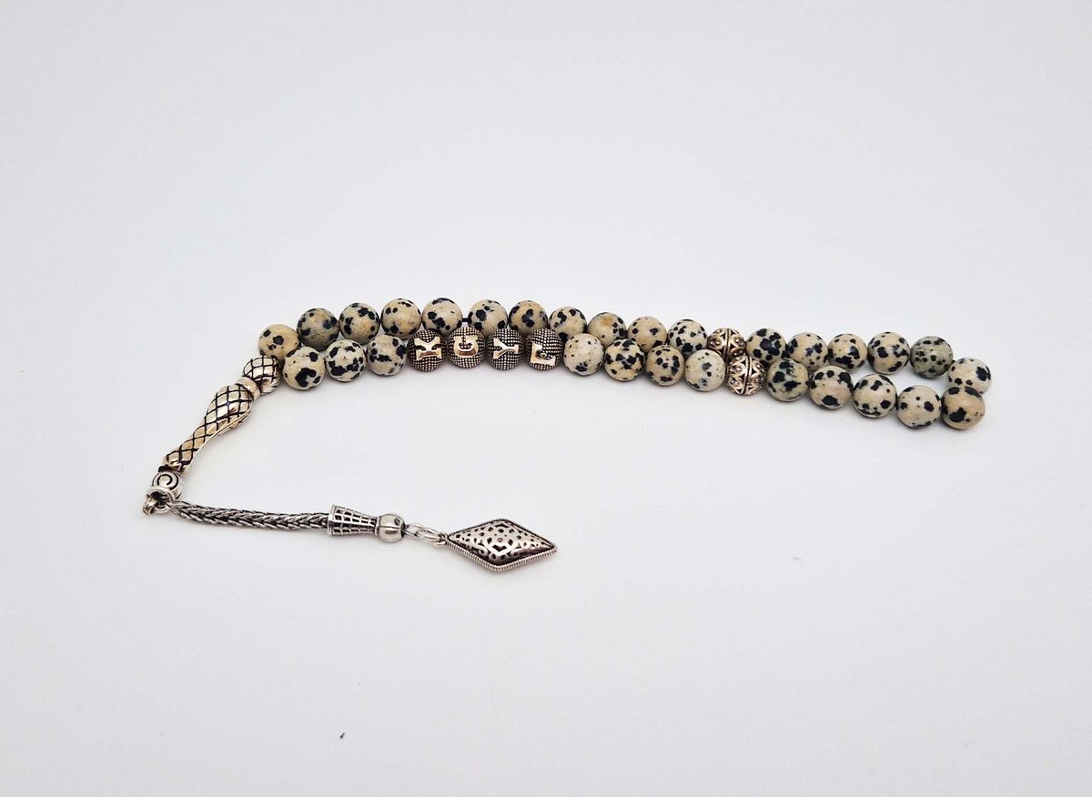 Handgemaakte Tasbih Naam Natuursteen met zilver 925 - Natuursteen 